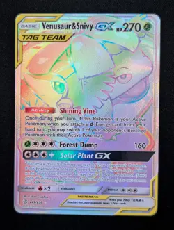 Venusaur & Snivy GX (Secret) 249/236 SM - Cosmic Eclipse Pokemon NM Holo - Image 1