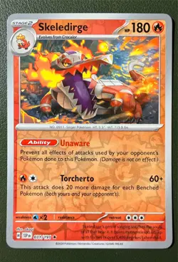 Pokemon TCG Skeledirge 31/191 Surging Sparks SV8 Reverse Holo NM - Image 1