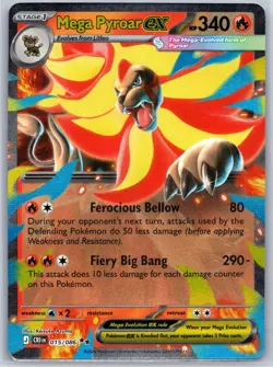 Mega Pyroar ex 015/086 Holo Double Rare Chaos Rising Pokemon Holo Near Mint - Image 1
