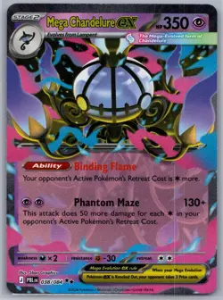 Mega Chandelure ex 038/084 Double Rare Pitch Black Pokemon Holo Near Mint - Image 1