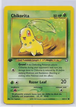 Chikorita 54/111 Common Neo Genesis Pokemon 1st Edition Lightly Played - Image 1