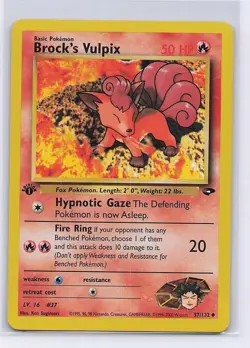 Brock's Vulpix 37/132 Uncommon Gym Challenge Pokemon 1st Edition MP - Image 1
