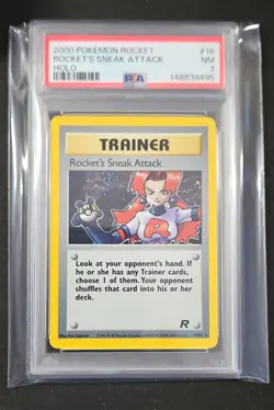 ROCKET'S SNEAK ATTACK HOLO 2000 POKEMON 16/82 TEAM ROCKET PSA 7 NM NEW CERT - Image 1