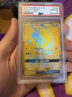 Pokemon Tapu Fini GX Hidden Fates Full Art #SV92 PSA 10 Gem Mint - Image 1