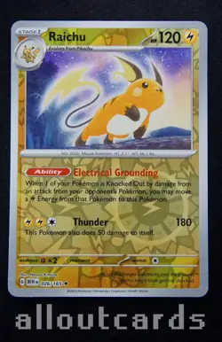 2023 Pokemon 151 Raichu Reverse Holo 026/165 - Image 1