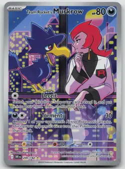 Team Rocket's Murkrow 200/182 Illustration Rare Destined Rivals Pokemon Holo NM - Image 1