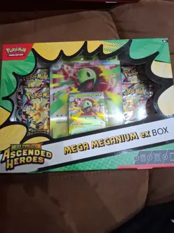 Pokemon TCG Mega Meganium ex Box Mega Evolution Ascended Heroes 4 Packs Sealed - Image 1