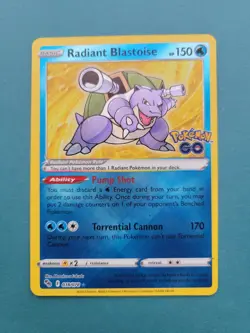 Pokemon TCG Radiant Blastoise Holo Card Pokemon Go 018/078 NM/MT - Image 1