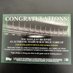 2004 Topps All-Time Fan Favorites Best Seat In The House Seaver Bench Foster BS1 - Image 2
