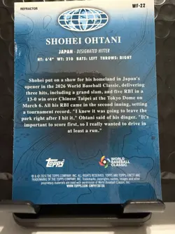 Topps 2026 Finest World's Finest Shohei Ohtani Japan WBC WF-22 Refractor - Image 2