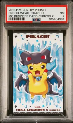 PSA 7 Poncho Pikachu Charizard X Mega Campaign Business Card Japanese Pokemon - Image 1