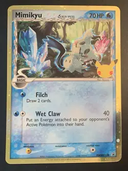 JUMBO Celebrations Mimikyu Delta Species SWSH136 Black Star Promo Card LP - Image 1