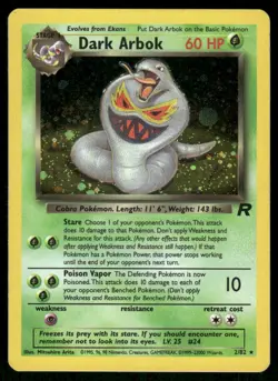 Pokemon Cards Dark Arbok 2/82 Unlimited Holo Team Rocket Holo Rare LP - Image 1