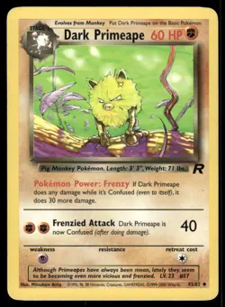 Pokemon Cards Dark Primeape 43/82 Unlimited Team Rocket Uncommon LP - Image 1
