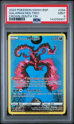 Pokemon Galarian Moltres TCG SWSH284 Sword & Shield Black Star Promo Card PSA 9 - Image 1