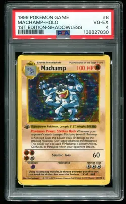 PSA 4 Machamp 1st Edition Shadowless Holo Rare Base Set 1999 Pokemon Card #8 - Image 1