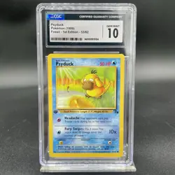 CGC 10 Psyduck 53/62 1st Edition Fossil Pokemon Card - Image 1