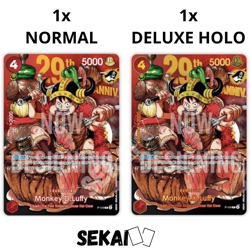 PRESALE ONE PIECE P-159 MONKEY D. LUFFY 29th ANNIVERSARY DELUXE HOLO + NORMAL JP - Image 1