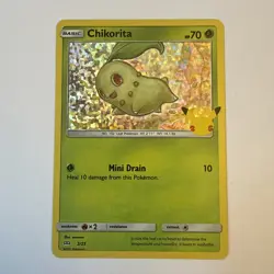 2021 POKEMON 25TH ANNIVERSARY McDONALD'S PROMO CHIKORITA HOLO CARD 2/25 - Image 1