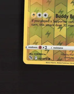 Pikachu 027/078 Pokemon GO Stamped Reverse Holo Pokemon Card LP+ - Image 5