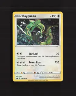 Rayquaza SWSH029 Sword & Shield Black Star Promo SWIRL Holo Pokemon Card LP - Image 1