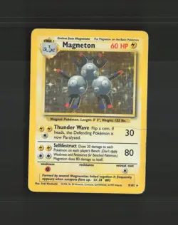 Magneton 9/102 WOTC Base Set Holo Rare Pokemon Card DMG - Image 1
