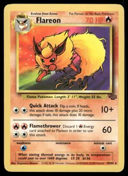 Pokemon Cards Flareon 19/64 Unlimited Jungle Rare NM *2 - Image 1