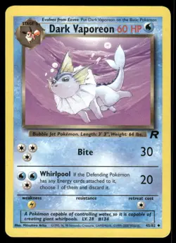Pokemon Cards Dark Vaporeon 45/82 Unlimited Team Rocket Uncommon LP *2 - Image 1