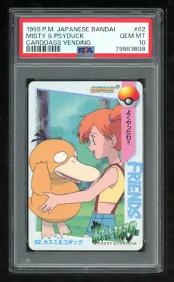 Pokemon Japanese Carddass 1998 062 Misty & Psyduck 62 Card PSA 10 79983698 - Image 1