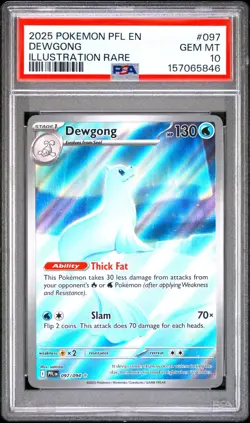 2025 POKEMON PFL EN-PHANTASMAL FLAMES ILLUSTRATION RARE #097 DEWGONG PSA 10 - Image 1