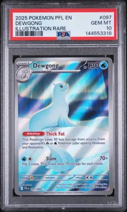 2025 POKEMON PFL EN-PHANTASMAL FLAMES ILLUSTRATION RARE #097 DEWGONG PSA 10 - Image 1