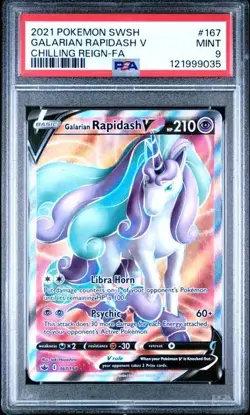 2021 Pokemon Galarian Rapidash V Chilling Reign PSA Gem MT 9 Card #167 - Image 1