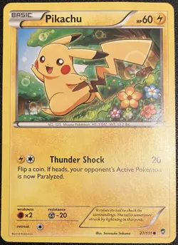 Pokemon TCG Card Pikachu 27/111 XY Furious Fists Regular Common Kawaii Cute MP - Image 1