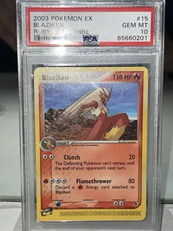 2003 POKEMON EX RUBY & SAPPHIRE BLAZIKEN #15 PSA GEM MT 10 💎 -LOW POP -NON HOLO - Image 2