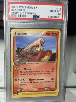2003 POKEMON EX RUBY & SAPPHIRE BLAZIKEN #15 PSA GEM MT 10 💎 -LOW POP -NON HOLO - Image 3