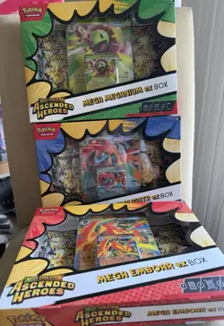 Pokemon Mega Evolution Ascended Heroes EX Box Lot Meganium Feraligatr Emboar - Image 1