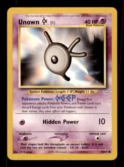 Unown [K] 58/64 Common Neo Revelation Pokemon Unlimited Moderately Played - Image 1