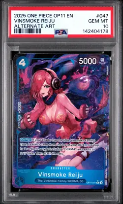 2025 ONE PIECE OP11 #047 A FIST OF DIVINE SPEED VINSMOKE REIJU ALT ART PSA 10 - Image 1