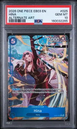 Bandai One Piece CCG EB03 Hina EB03-025 Alt Art Holo PSA 10 EN (2026) - Image 1
