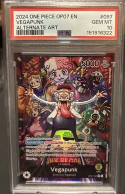 One Piece 2024 Vegapunk OP07 097 Alternate Art Leader Psa 10 - Image 1