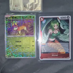 Pokemon TCG + One Piece EB03-010 Monet Chinese Holo 4-Card Lot Eevee - Image 1
