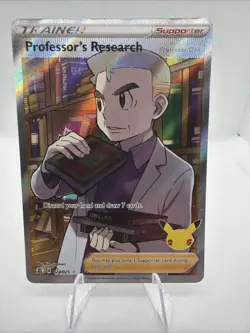 PROFESSOR'S RESEARCH OAK 024/025 FULL ART HOLO NM 25TH CELEBRATIONS POKEMON CARD - Image 1