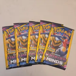 Lot of 5 Pokemon Unified Minds Booster Pack Sealed 3 Cards TCG English - Image 1