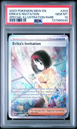 2023 Pokemon Mew EN-151 Erika's Invitation #203 Special Illustration Rare PSA 10 - Image 1