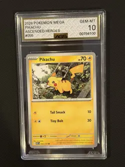 2026 Pokemon Ascended Heroes Pikachu 055/217 AGS 10 GEM MINT Graded - Image 1
