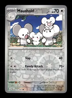 Maushold 074/091 Uncommon Paldean Fates Pokemon Reverse Holo Near Mint - Image 1