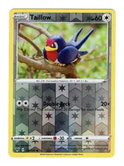 Pokemon TCG Taillow SWSH Vivid Voltage 133/185 Reverse Holo Common Card NM - Image 1