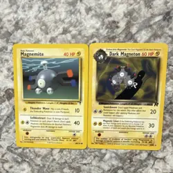 Pokemon TCG Base Set Magnemite 60/102 Team Rocket Dark Magneton 28/82 Lot - Image 1