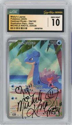CGC GM 10 Michele Knotz Autographed Misty's Lapras 194/182 Destined Rivals IR - Image 1
