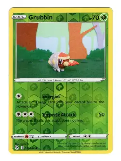 Pokemon TCG Grubbin SWSH Fusion Strike 018/264 Reverse Holo Common Card NM - Image 1
